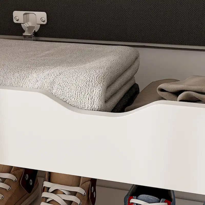 Shoe Storage Bench with Cushion Seat and Entryway Shoe Rack
