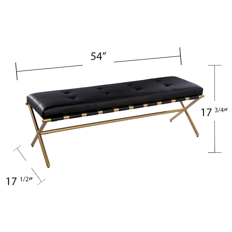 Contemporary Black Faux Leather Bench