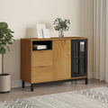 Sideboard with Glass Door 43.3x15.7x31.5 Solid Wood Pine