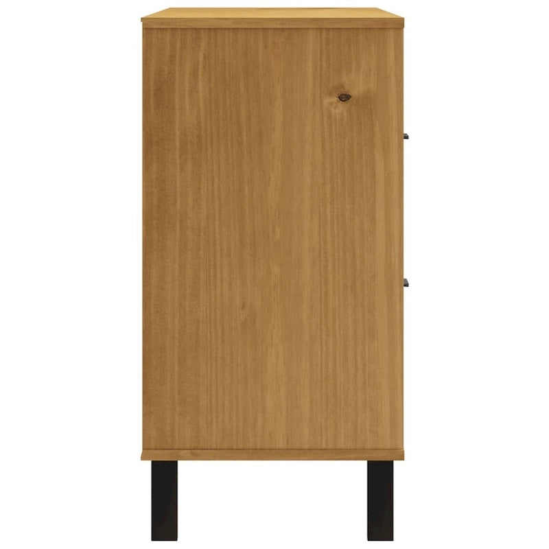 Sideboard with Glass Door 43.3x15.7x31.5 Solid Wood Pine