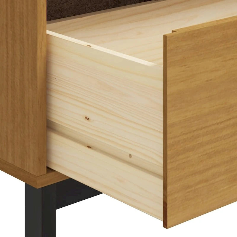 Sideboard with Glass Door 43.3x15.7x31.5 Solid Wood Pine