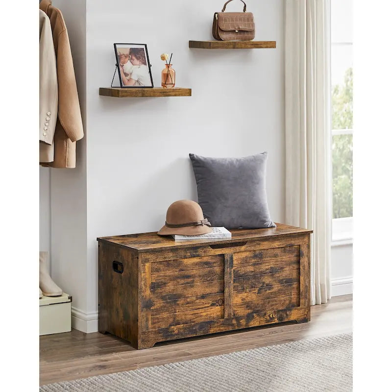 Wooden Storage Chest with 2 Safety Hinges for Toys, Blankets, and Clothes