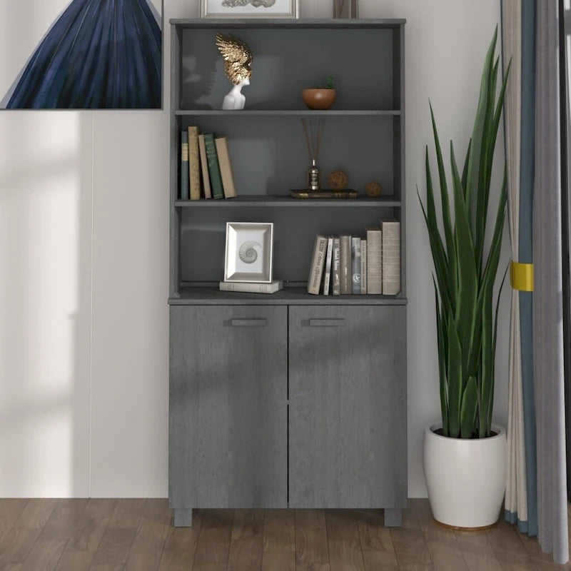 Drawer Cabinet Bookshelf with Storage Shelves Solid Wood Pine - 33.5 x 13.8 x 70.9