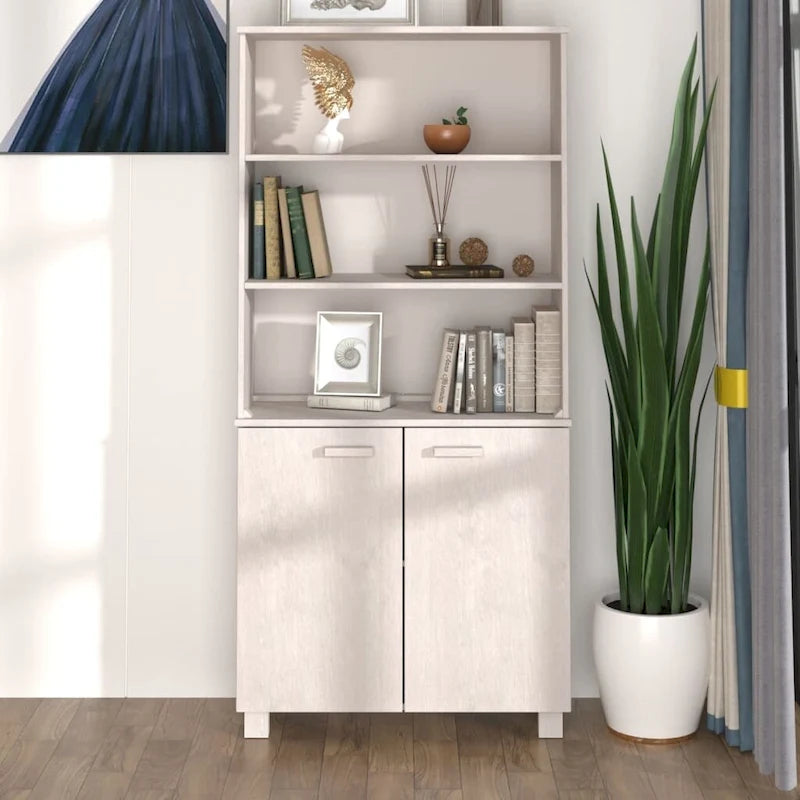 Drawer Cabinet Bookshelf with Storage Shelves Solid Wood Pine - 33.5 x 13.8 x 70.9