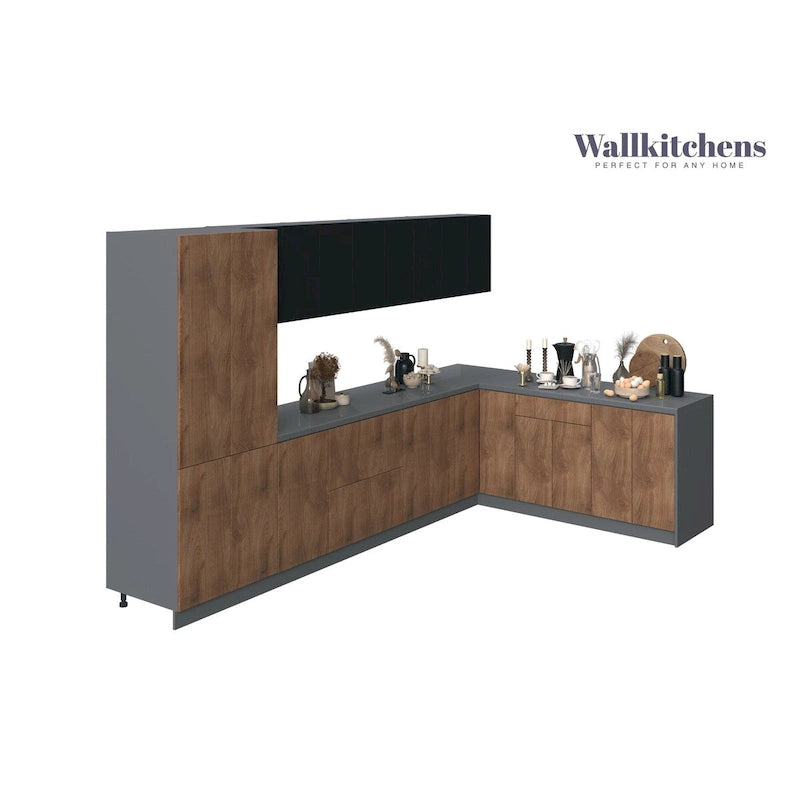 Kitchen Natural Teak & Black Base Size 11Ft Wide - 138x85