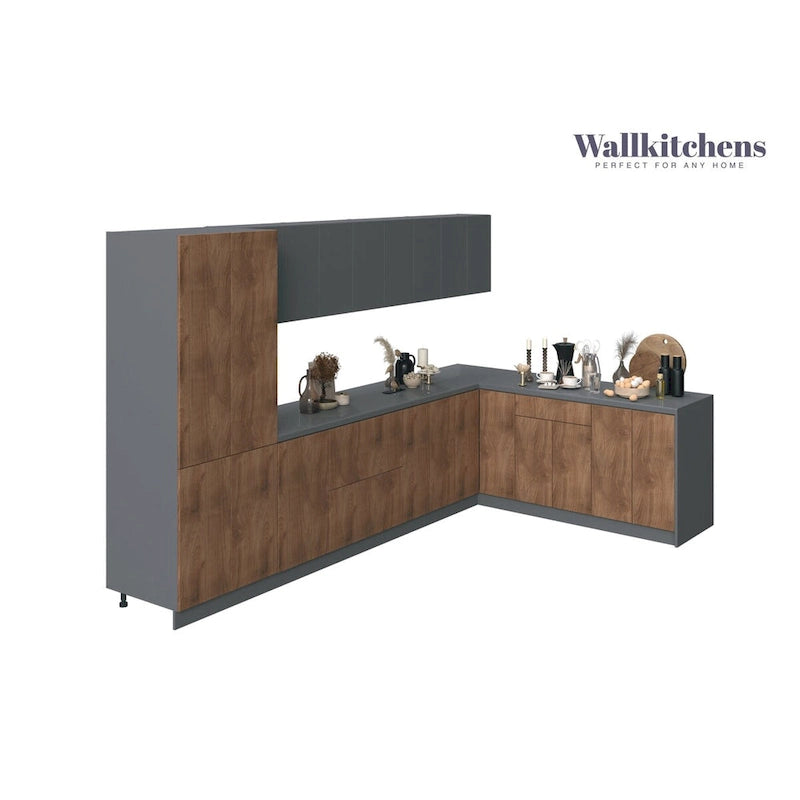 Kitchen Natural Teak & Black Base Size 11Ft Wide - 138x85