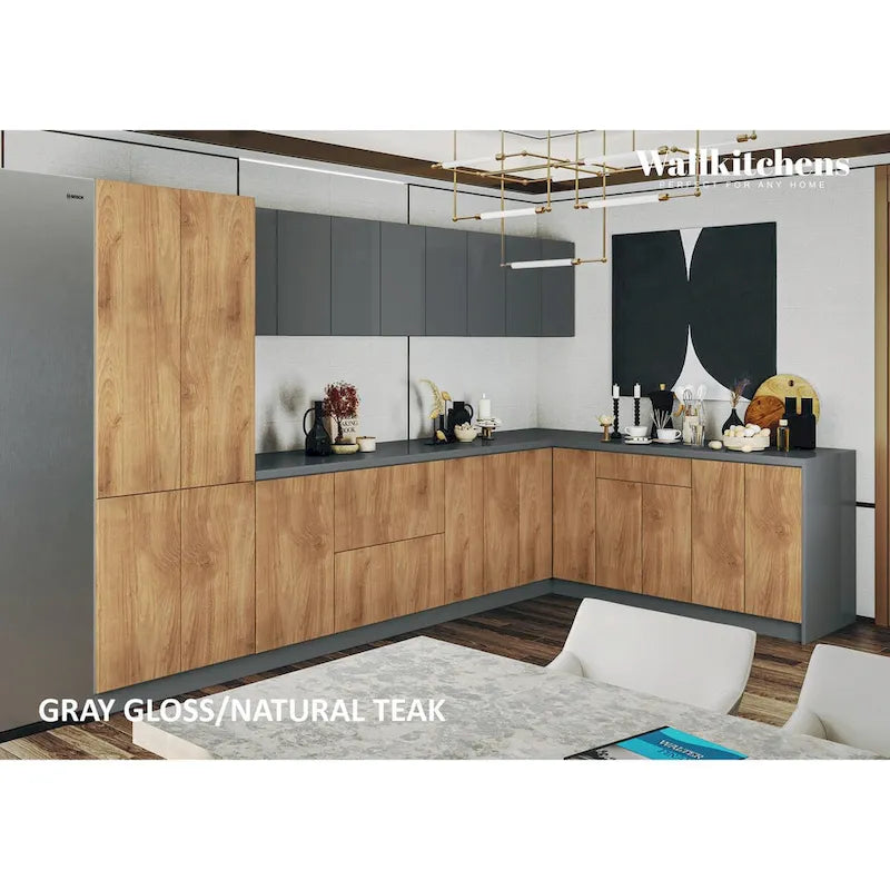 Kitchen Natural Teak & Black Base Size 11Ft Wide - 138x85