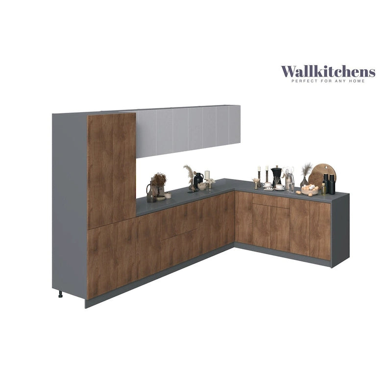 Kitchen Natural Teak & Black Base Size 11Ft Wide - 138x85