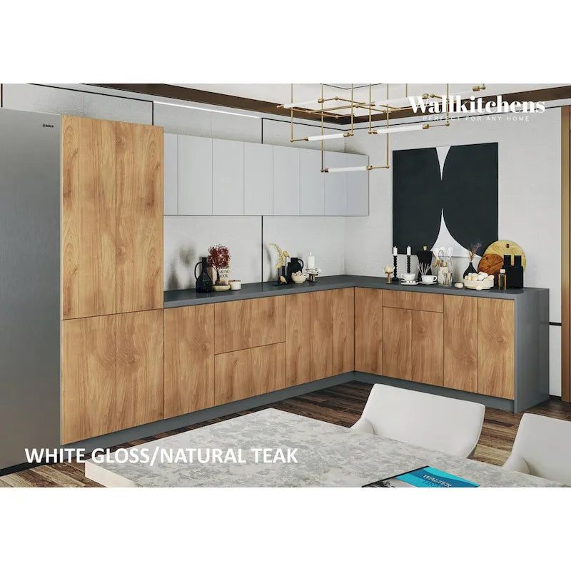 Kitchen Natural Teak & Black Base Size 11Ft Wide - 138x85
