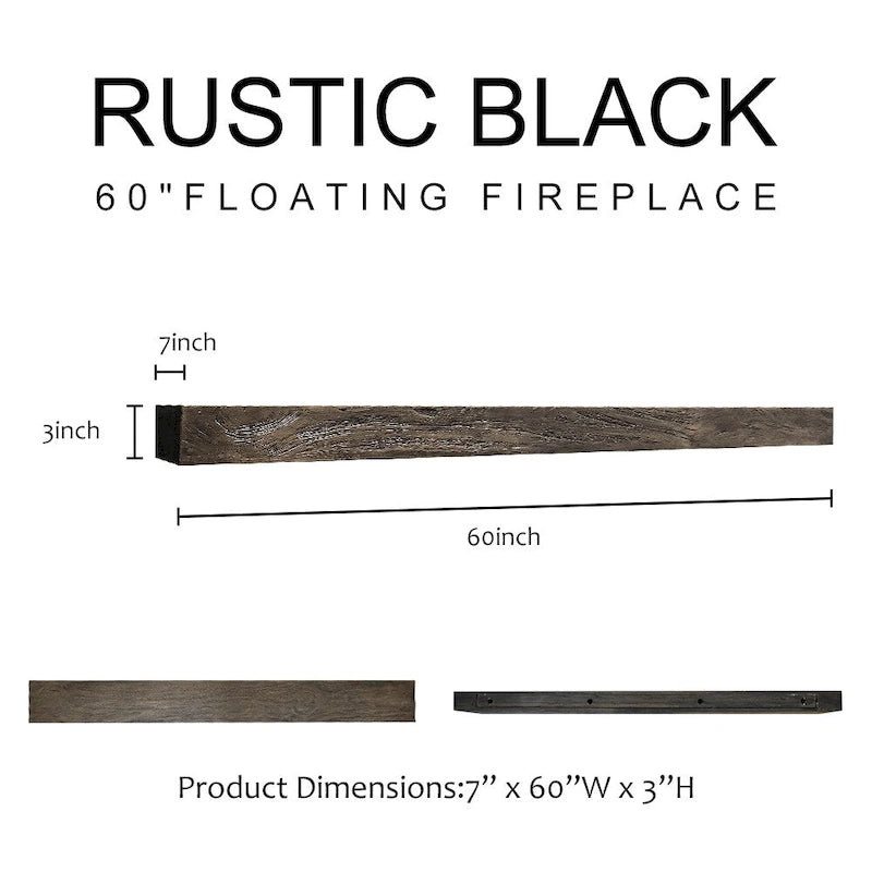 60-In Fireplace Mantel Shelf Wall Mounted - Floating Shelves