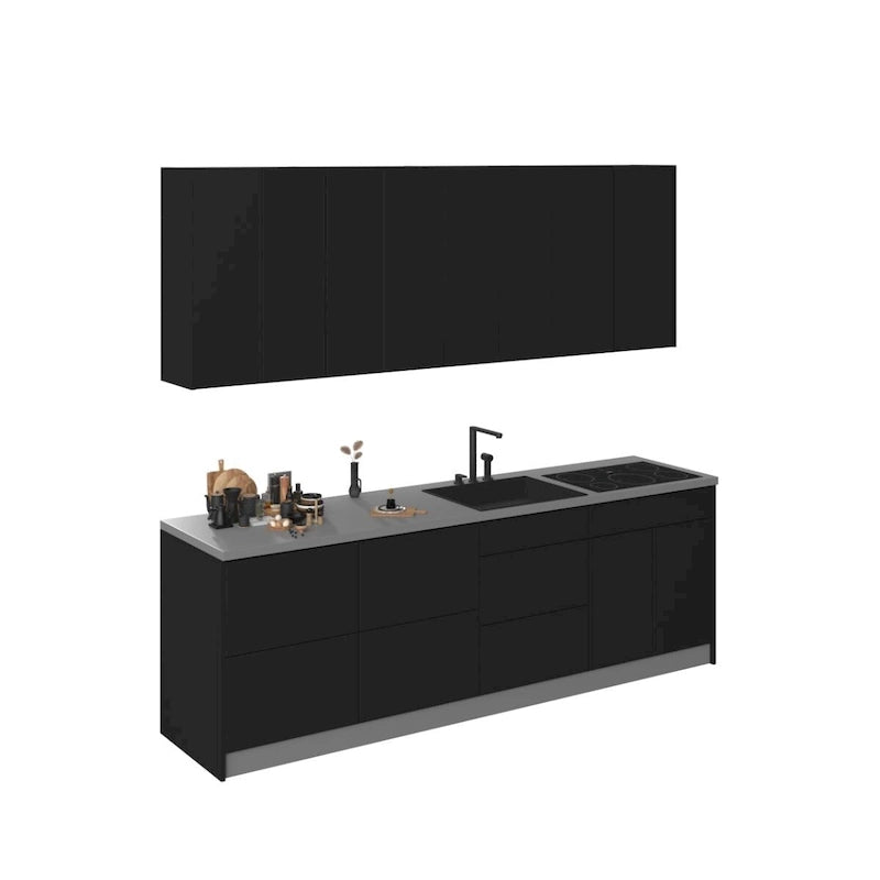 Kitchen Cabinet Set Black 8.5Ft Wide - 103x24