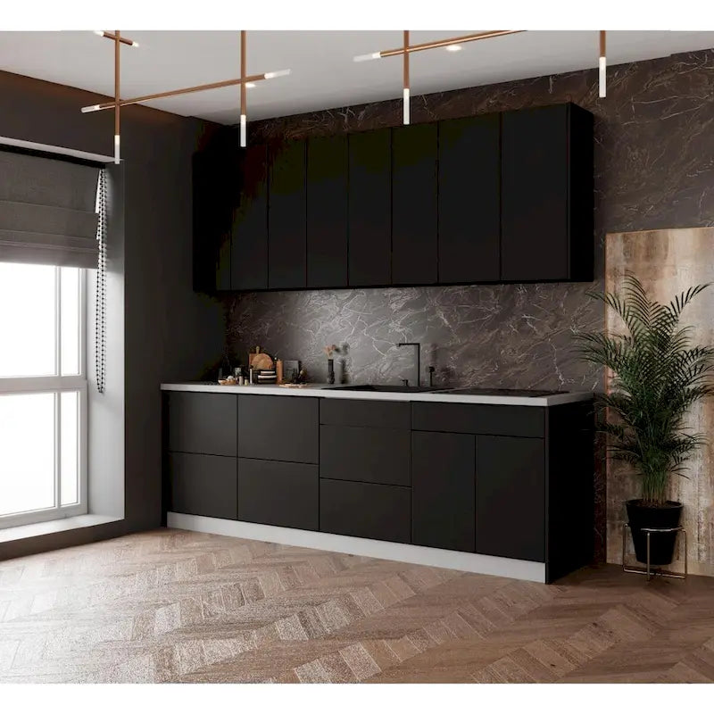 Kitchen Cabinet Set Black 8.5Ft Wide - 103x24
