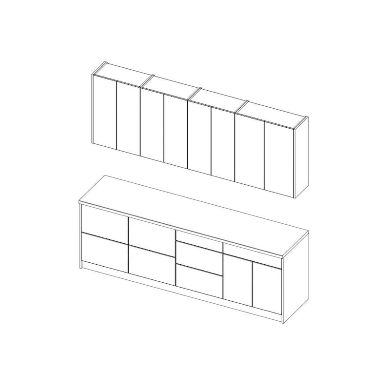 Kitchen Cabinet Set Black 8.5Ft Wide - 103x24