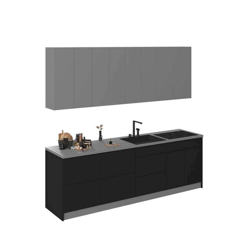 Kitchen Cabinet Set Black 8.5Ft Wide - 103x24