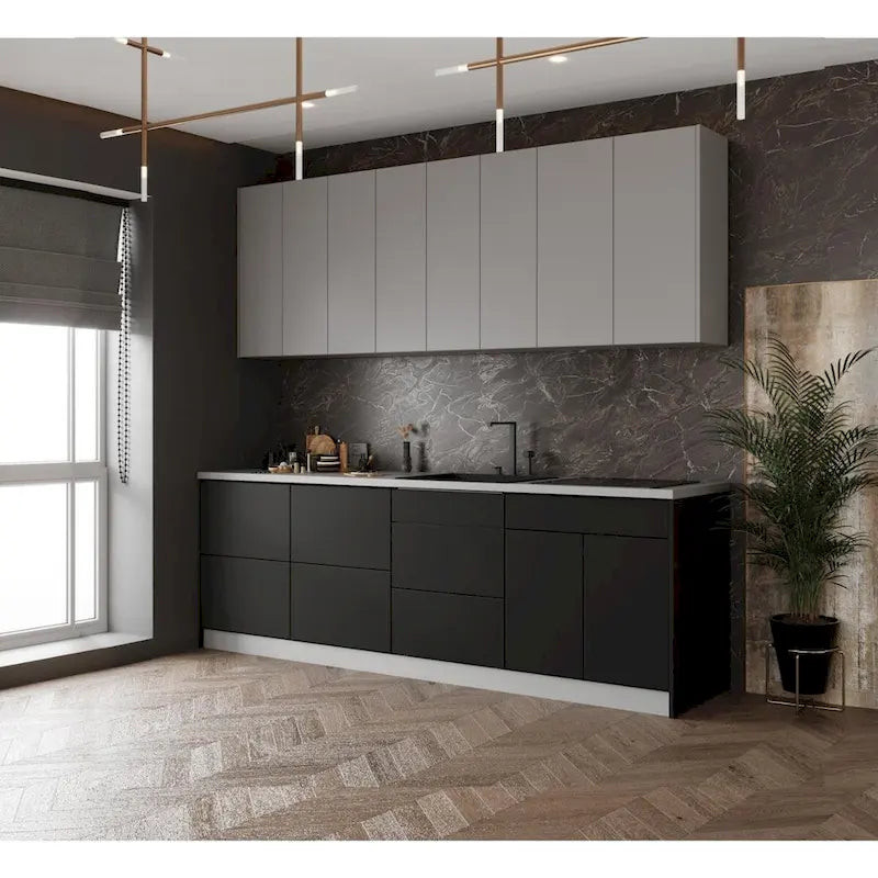 Kitchen Cabinet Set Black 8.5Ft Wide - 103x24