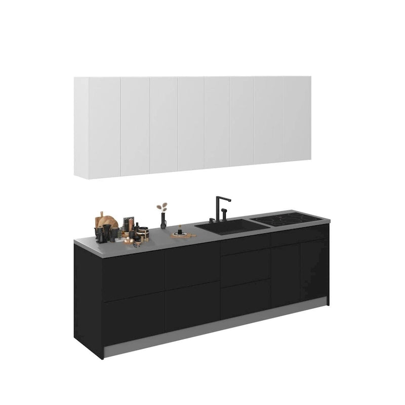 Kitchen Cabinet Set Black 8.5Ft Wide - 103x24