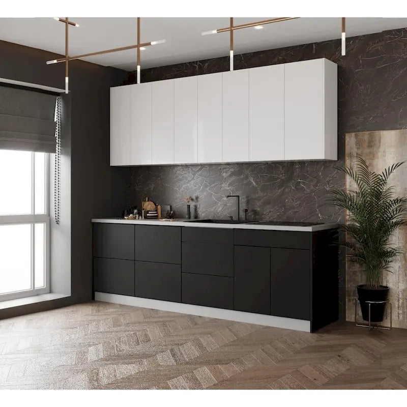 Kitchen Cabinet Set Black 8.5Ft Wide - 103x24