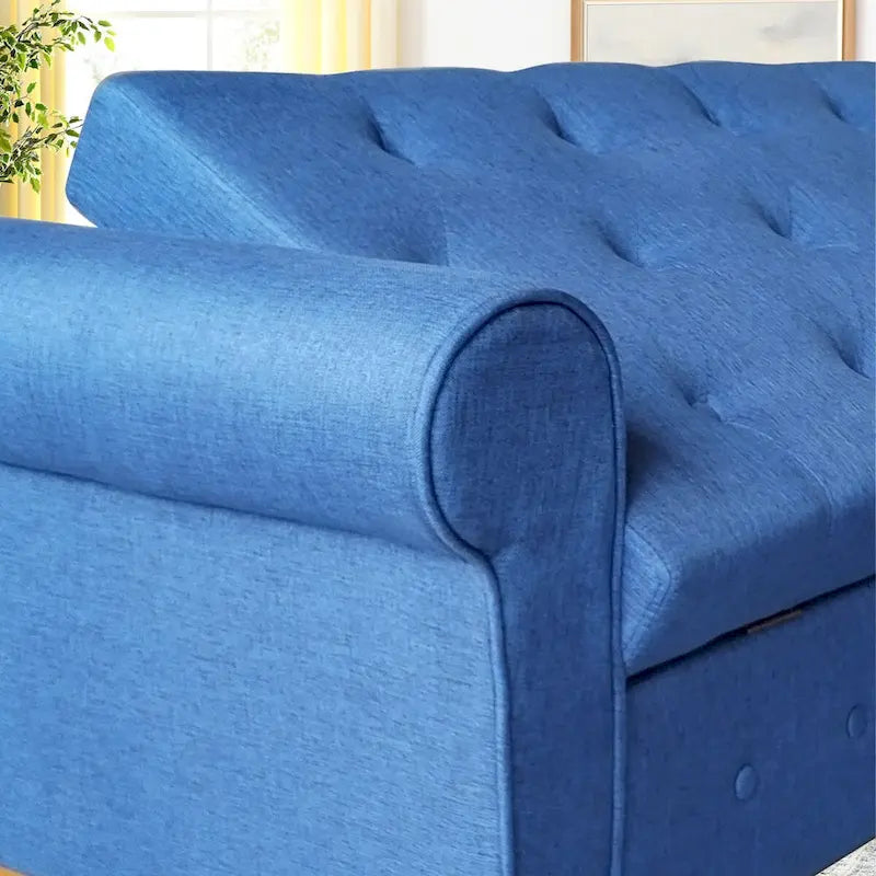 62" Tufted Button Storage Bench Linen Upholstered Ottoman