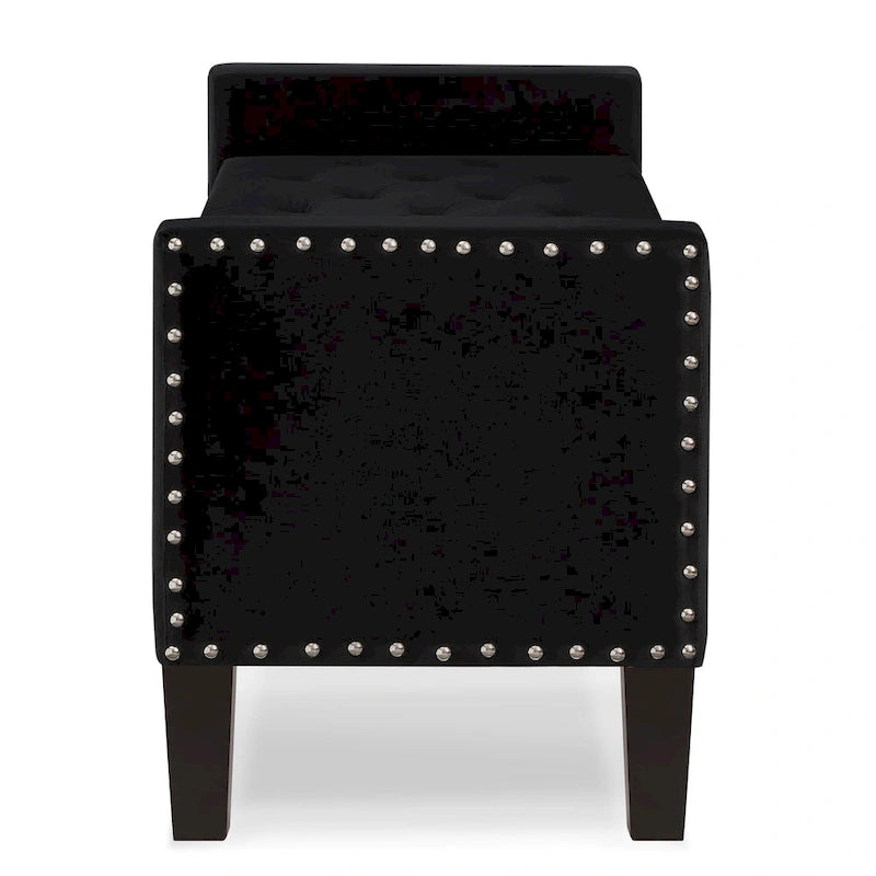 Tufted Storage Bench with Nailhead Trim and Arms