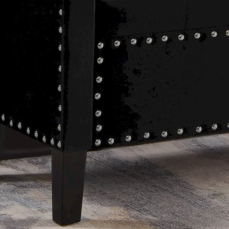 Tufted Storage Bench with Nailhead Trim and Arms