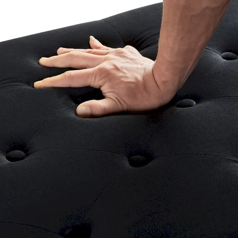 Tufted Storage Bench with Nailhead Trim and Arms