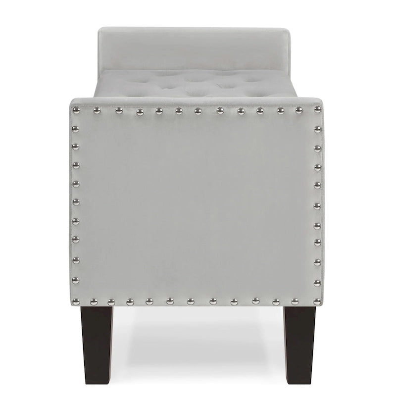 Tufted Storage Bench with Nailhead Trim and Arms