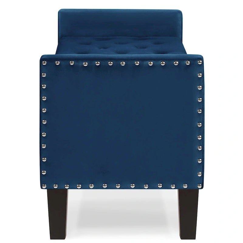 Tufted Storage Bench with Nailhead Trim and Arms