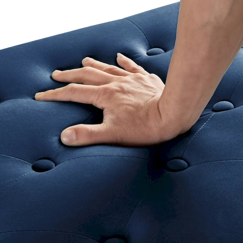 Tufted Storage Bench with Nailhead Trim and Arms
