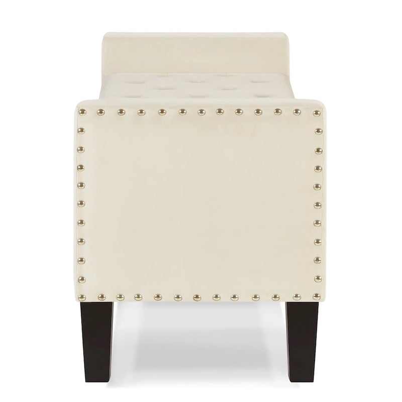 Tufted Storage Bench with Nailhead Trim and Arms