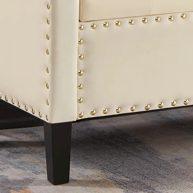 Tufted Storage Bench with Nailhead Trim and Arms