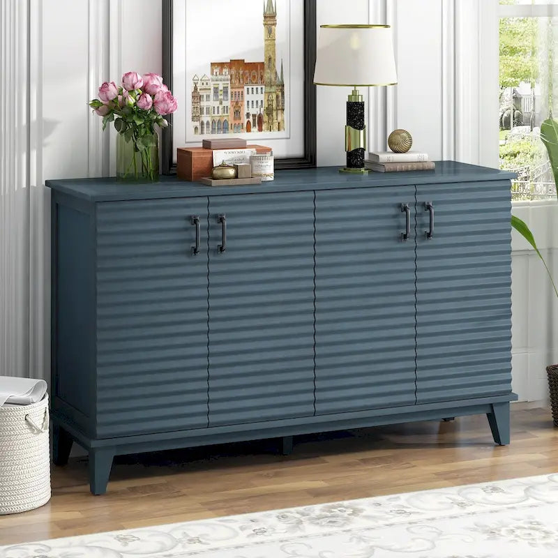 Sideboard with 4 Door Large Storage Buffet with Adjustable Shelves and Metal Handles