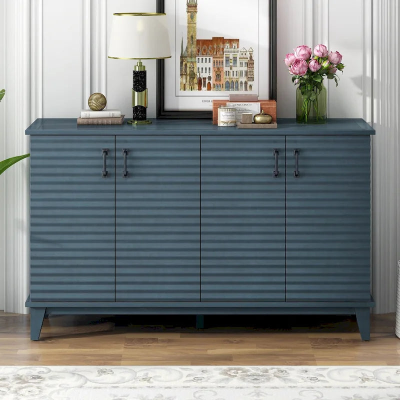 Sideboard with 4 Door Large Storage Buffet with Adjustable Shelves and Metal Handles