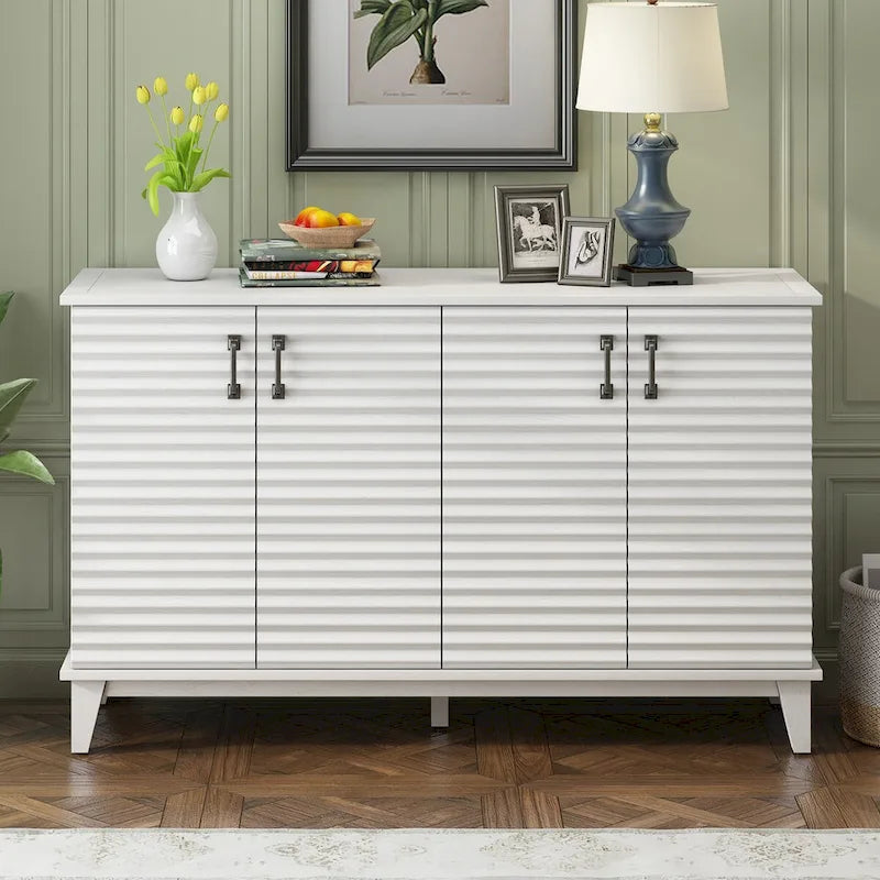 Sideboard with 4 Door Large Storage Buffet with Adjustable Shelves and Metal Handles