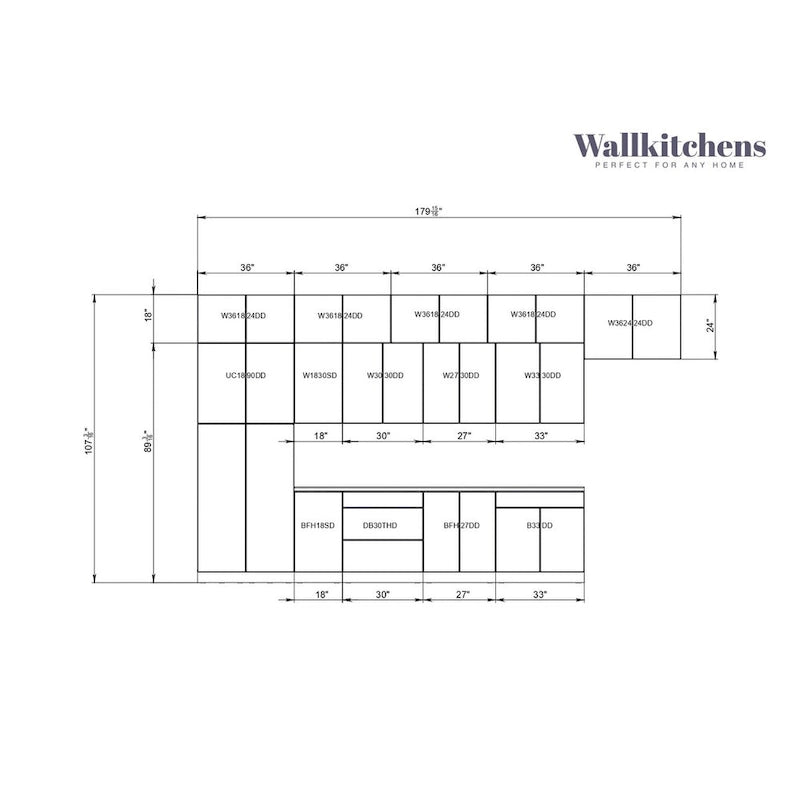 Kitchen White Matte Color Base Size 15Ft Wide - 180x107
