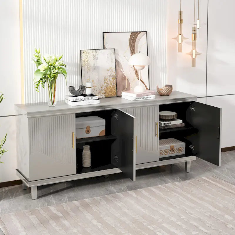 4-Door Storage Cabinet with Adjustable Shelves