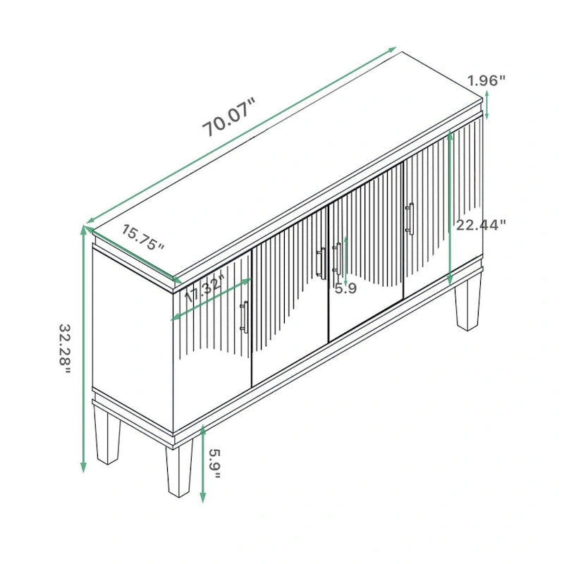 4-Door Storage Cabinet with Adjustable Shelves