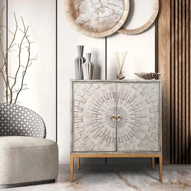 Mid-Century Modern 2-Door Wood Accent Cabinet - 29.5 Inches
