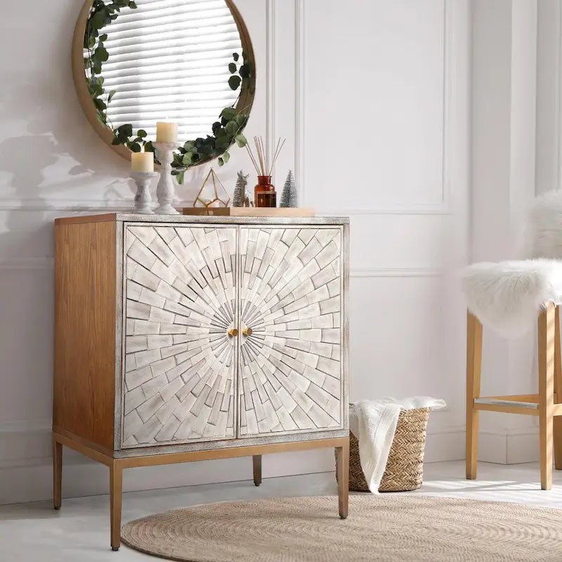 Mid-Century Modern 2-Door Wood Accent Cabinet - 29.5 Inches