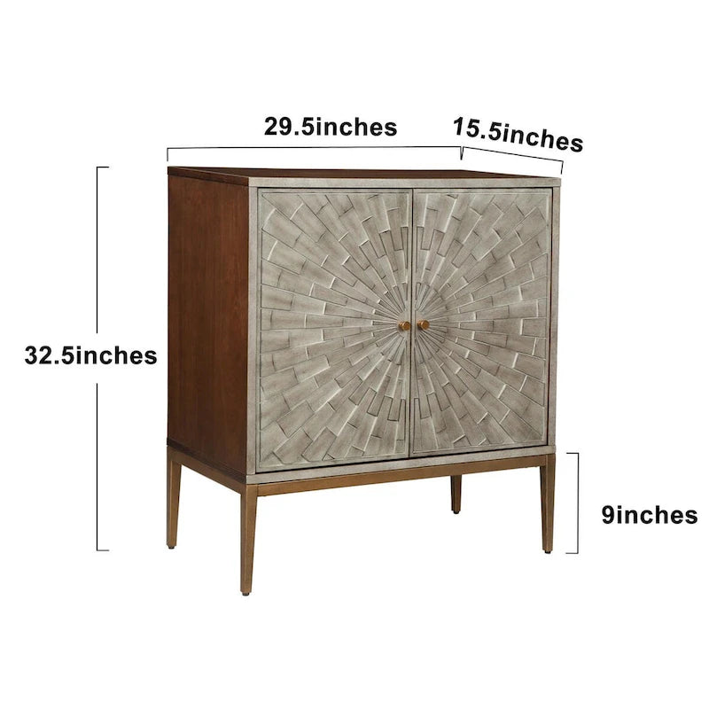 Mid-Century Modern 2-Door Wood Accent Cabinet - 29.5 Inches