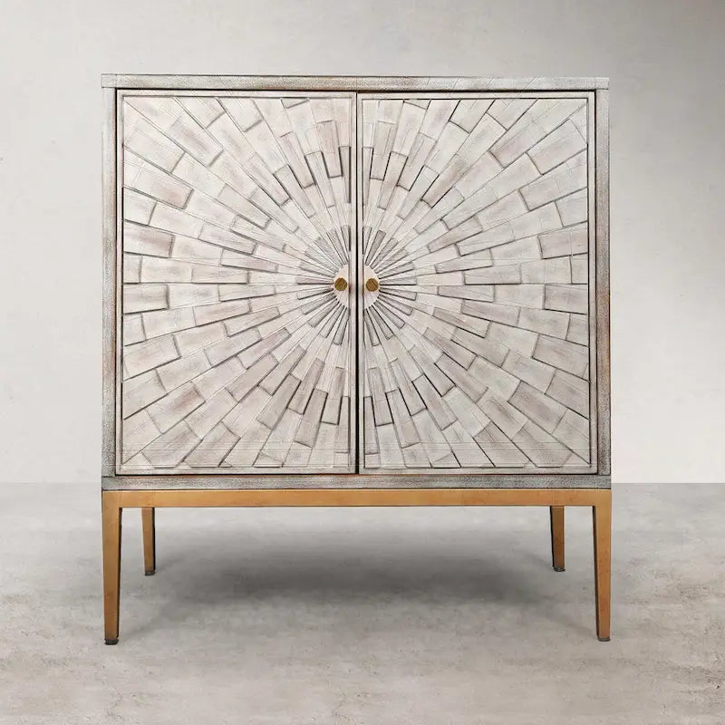 Mid-Century Modern 2-Door Wood Accent Cabinet - 29.5 Inches