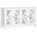 Sideboard Buffet Cabinet with 4 Tempered Glass Doors and Adjustable Storage Shelf, White