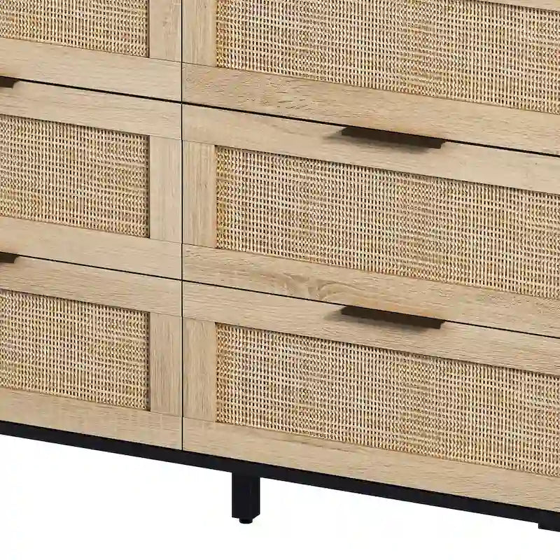 Storage Cabinet with Rattan Doors for Bedroom & Living Room