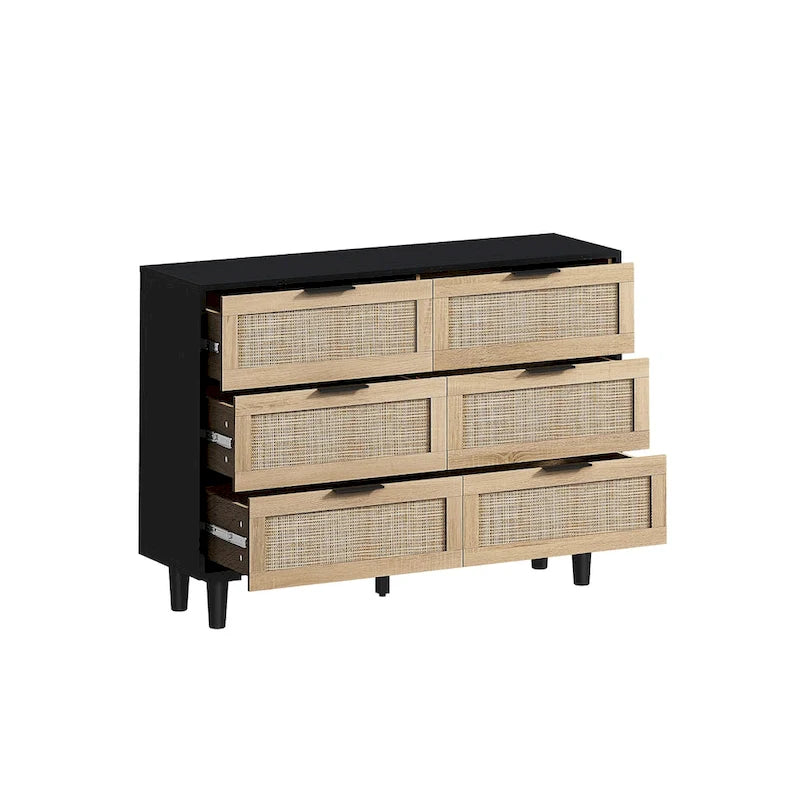Storage Cabinet with Rattan Doors for Bedroom & Living Room