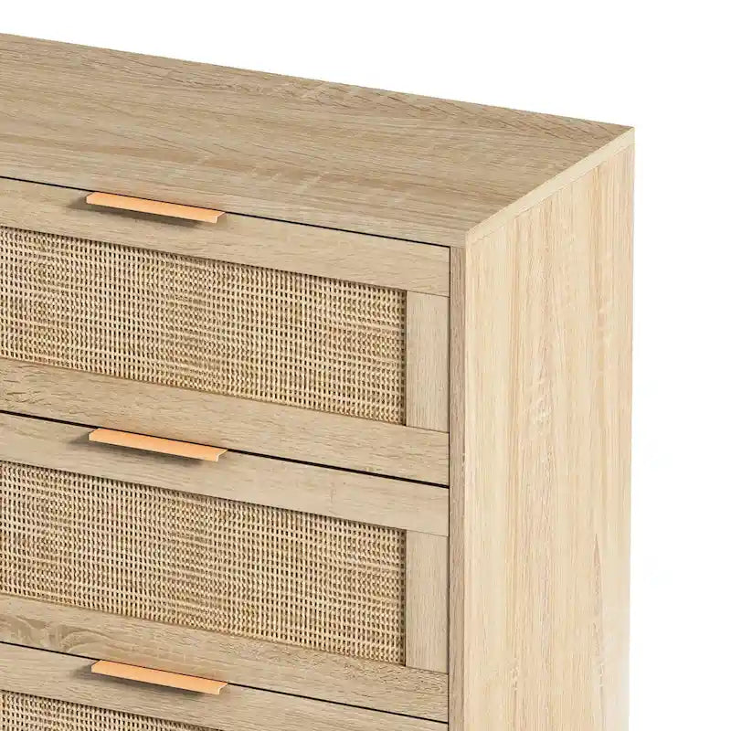 Storage Cabinet with Rattan Doors for Bedroom & Living Room
