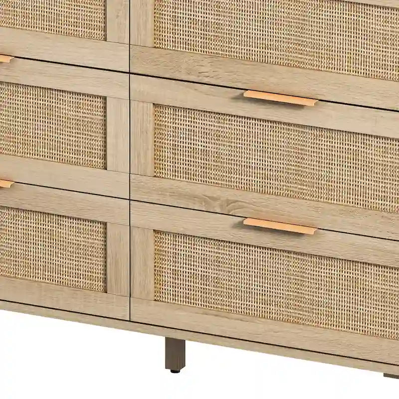 Storage Cabinet with Rattan Doors for Bedroom & Living Room