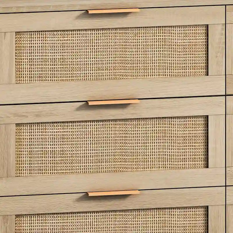 Storage Cabinet with Rattan Doors for Bedroom & Living Room