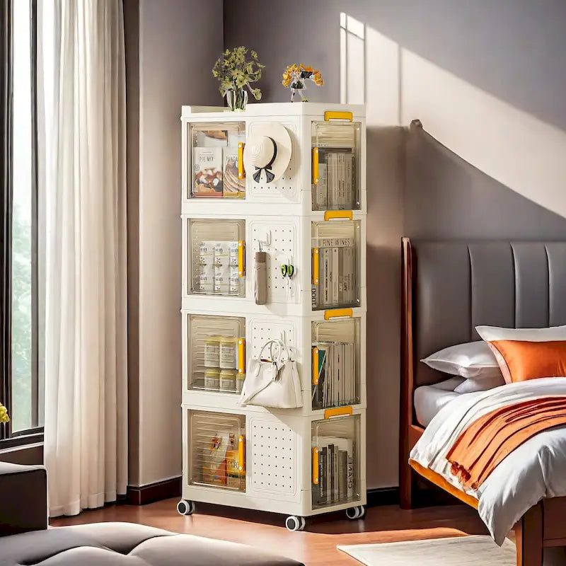 4-Tier Rolling Storage Cart with Wheels, Large Capacity Storage Bins & Organizer