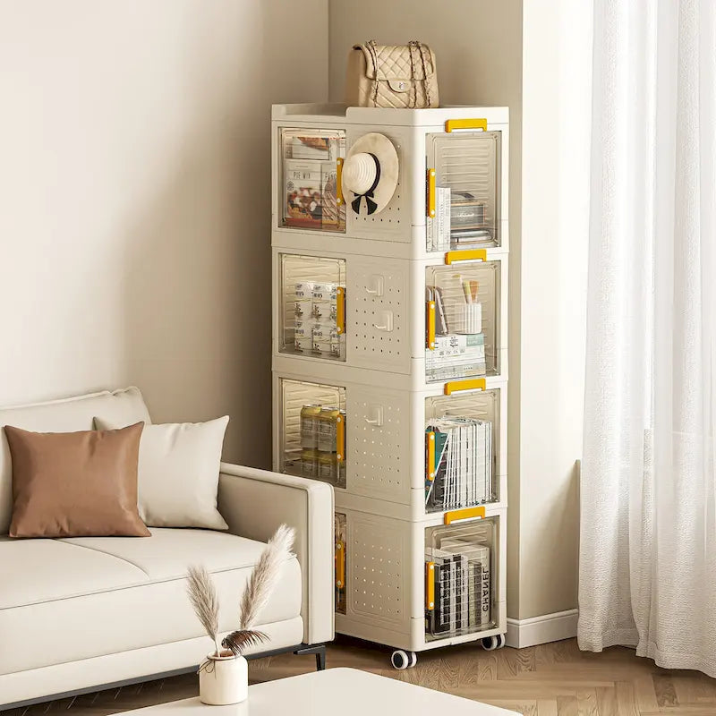 4-Tier Rolling Storage Cart with Wheels, Large Capacity Storage Bins & Organizer
