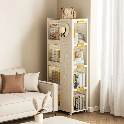 4-Tier Rolling Storage Cart with Wheels, Large Capacity Storage Bins & Organizer