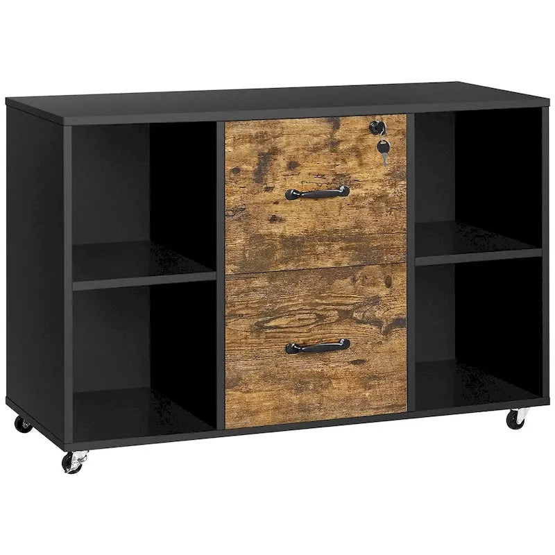 Mobile File Storage Cabinet with 2 Drawers and 4 Shelves